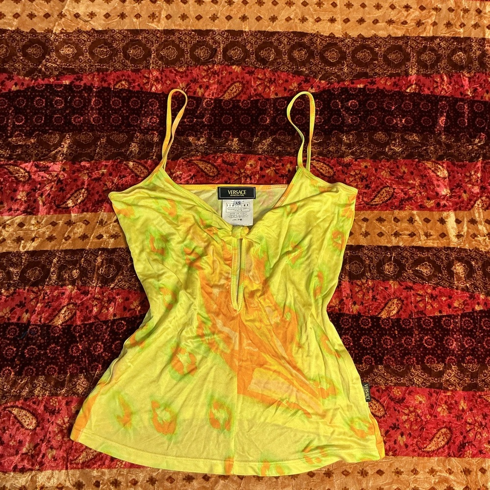 Vintage Versace Vibrant Yellow and Orange Camisole runway tank